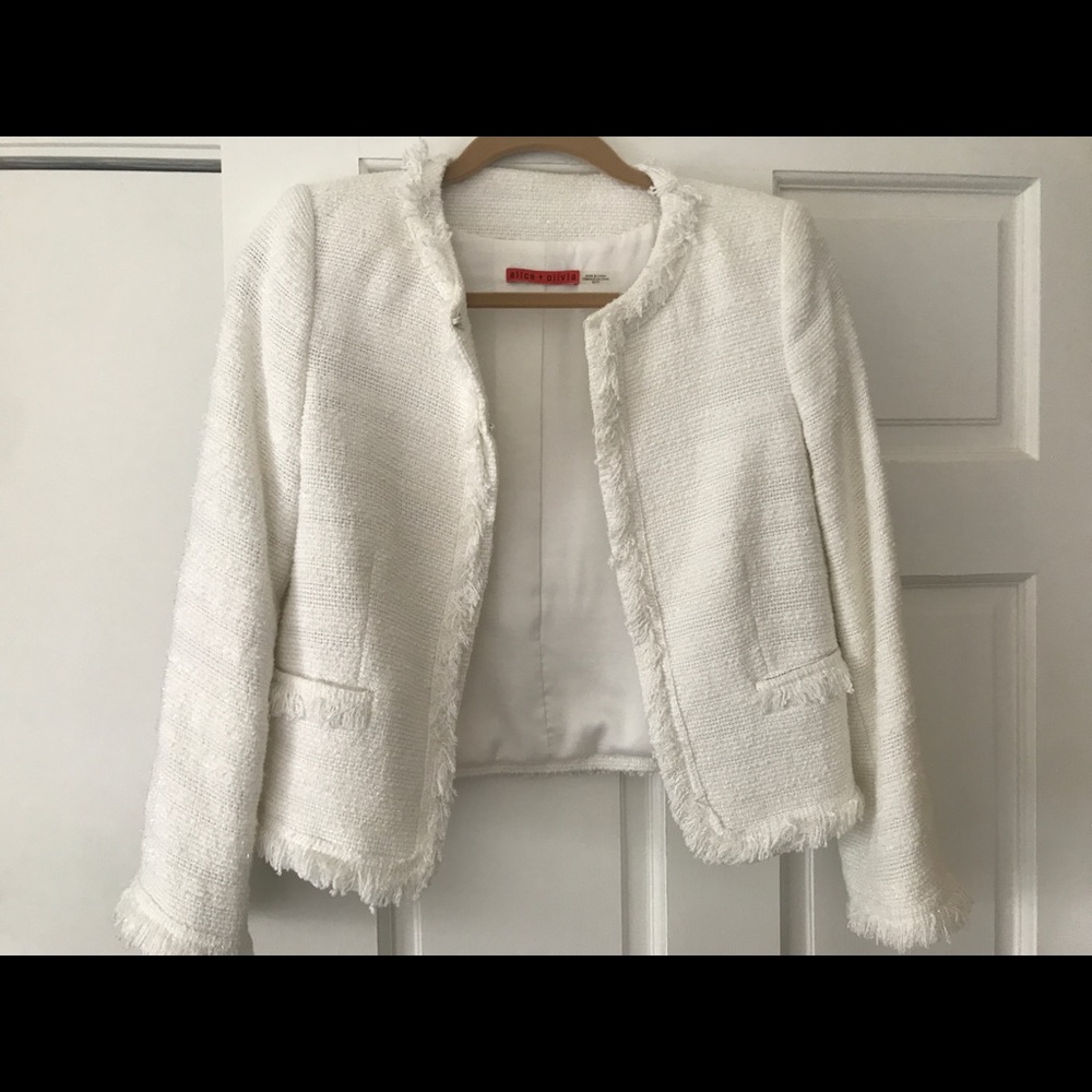 Alice and Olivia White Crop Blazer